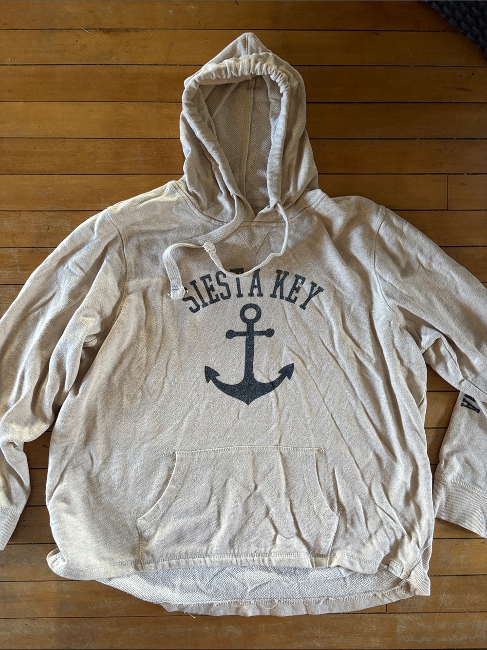 EUC Siesta Key Anchor Hooded Sweater - Beige